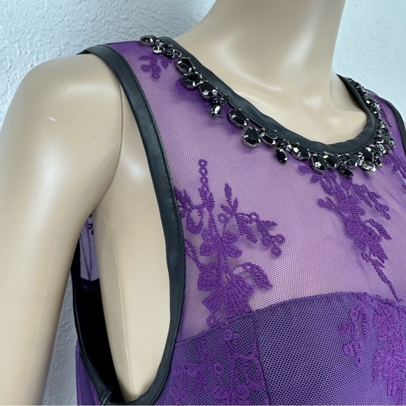 Kensie purple Dress Lace Overlay Fit & Flare Party Whimsigoth Fairy Goth sheer L - Picture 10 of 16